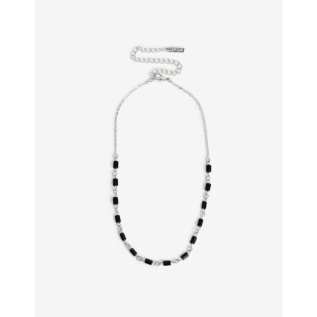 Collar Corto Metal Y Nácar Plateado Rodio