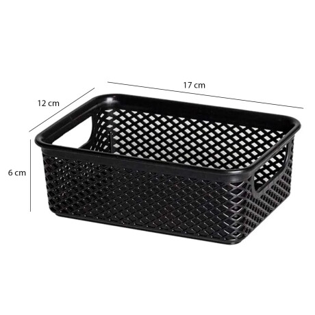 Caja Cesto Organizador en Plástico Calado Línea 17x12x6Cm Negro