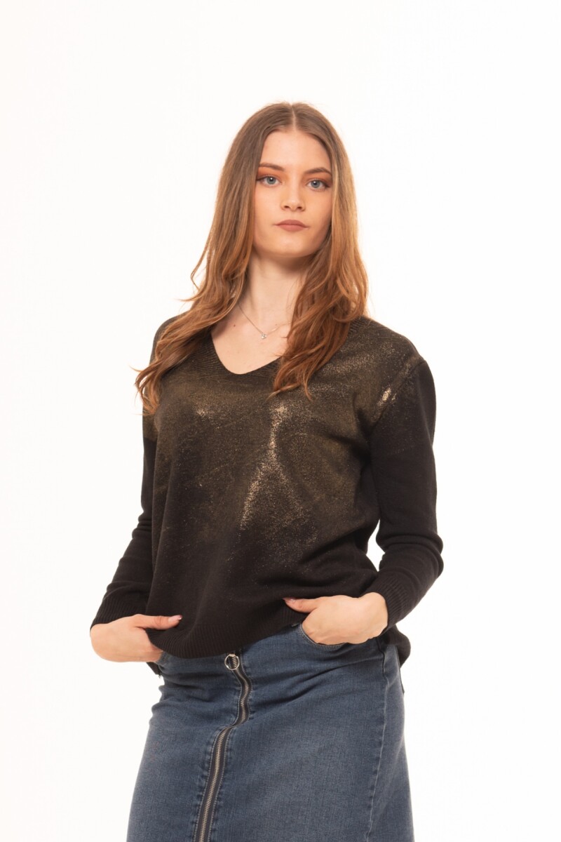 SWEATER PRESTIGE LAME ORO - NEGRO 