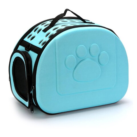 Bolso Transportador Perro Gato Mascotas Plegable 43 Cm Viaje Color Variante Celeste