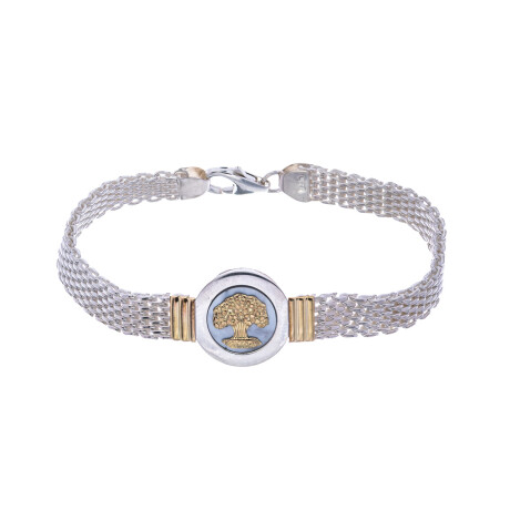 Pulsera de plata 925, double en oro 18 ktes con Nácar, ARBOL DE LA VIDA Pulsera de plata 925, double en oro 18 ktes con Nácar, ARBOL DE LA VIDA