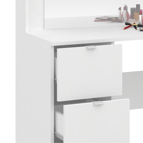Mueble Tocador Con Espejo Porta Lámparas Luz Maquillaje Con Cajones - MDP - Blanco Mueble Tocador Con Espejo Porta Lámparas Luz Maquillaje Con Cajones - MDP - Blanco