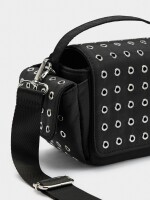 Bolso Bandolera De Nylon Con Tachuelas negro