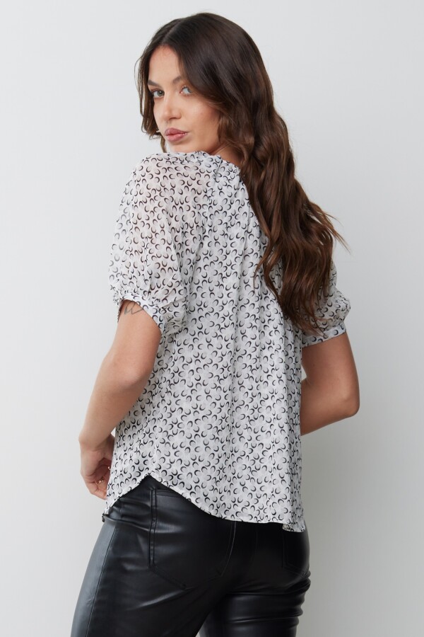 Blusa Gasa BLANCO/NEGRO