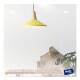 Lampara Colgante Metal Nordica Plato Deco Simil Madera Led Amarillo