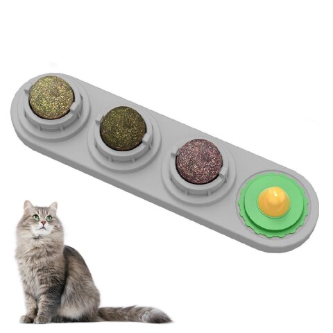 Pack x4 Golosina Gato Bola Giratoria Adhesiva Pared Snack Pack x4 Golosina Gato Bola Giratoria Adhesiva Pared Snack