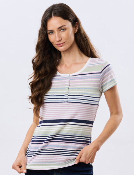 REMERA RAYADA DE ALGODÓN Blanco