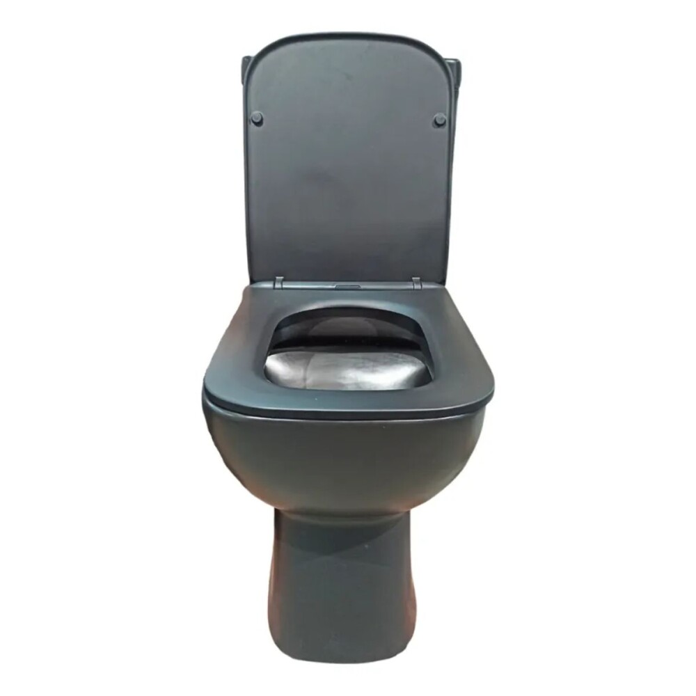 Inodoro largo con mochila Montano Negro Mate Dmc Inodoro Largo Con Mochila Montano Negro Mate Dmc