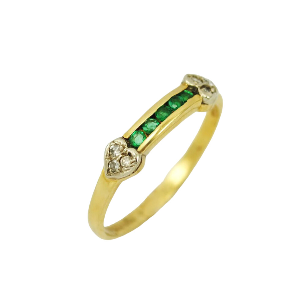 Anillo Oro 18K Con Esmeraldas Y Brillantes Anillo Oro 18K Con Esmeraldas Y Brillantes