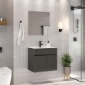 MUEBLE DE BAÑO SUSPENDIDO 60 CM CON MESADA Y ESPEJO - GRAFITO MUEBLE DE BAÑO SUSPENDIDO 60 CM CON MESADA Y ESPEJO - GRAFITO