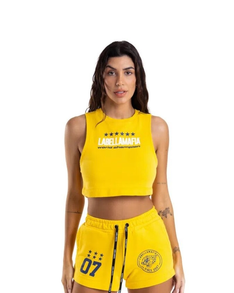 Conjunto Musculosa Y Short Amarillo Lbm U