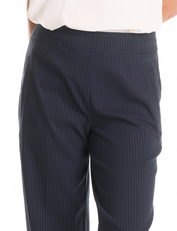 Pantalon Wide Leg Con Micro-pespunte AZUL