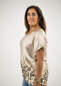 Blusa de satén con dorado Rosa