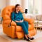 Sillón Masajeador Poltrona Con Control Remoto Y Soporte Para Celular NARANJA