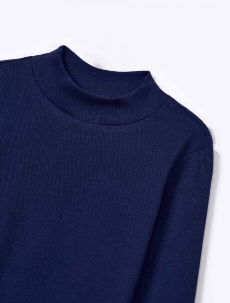 POLERA INFANTIL EN TELA ACANALADA AZUL