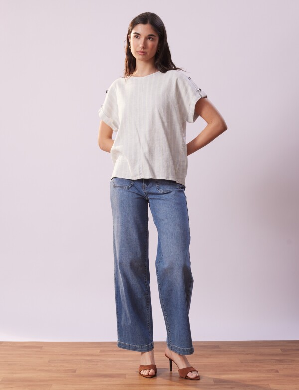 Blusa Lino Botones MULTI/CRUDO