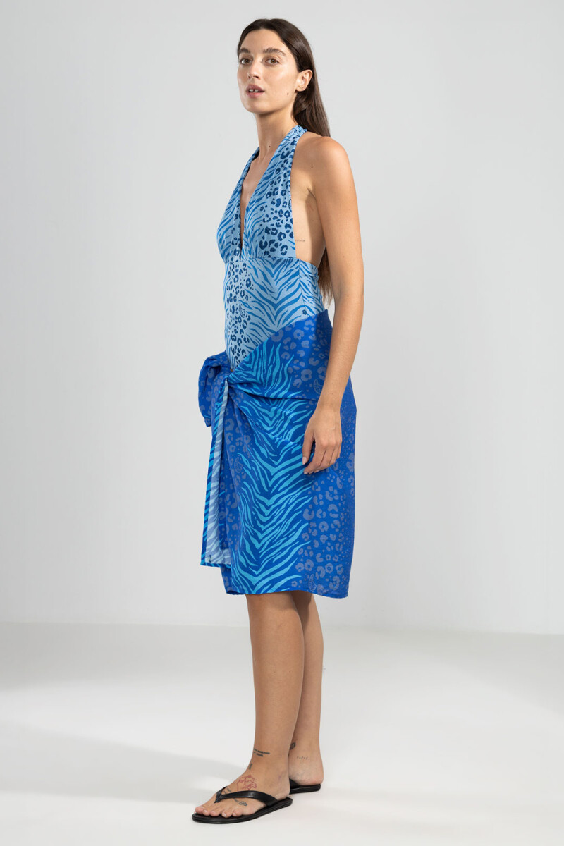 HALTER ONE PIECE Feline Blue