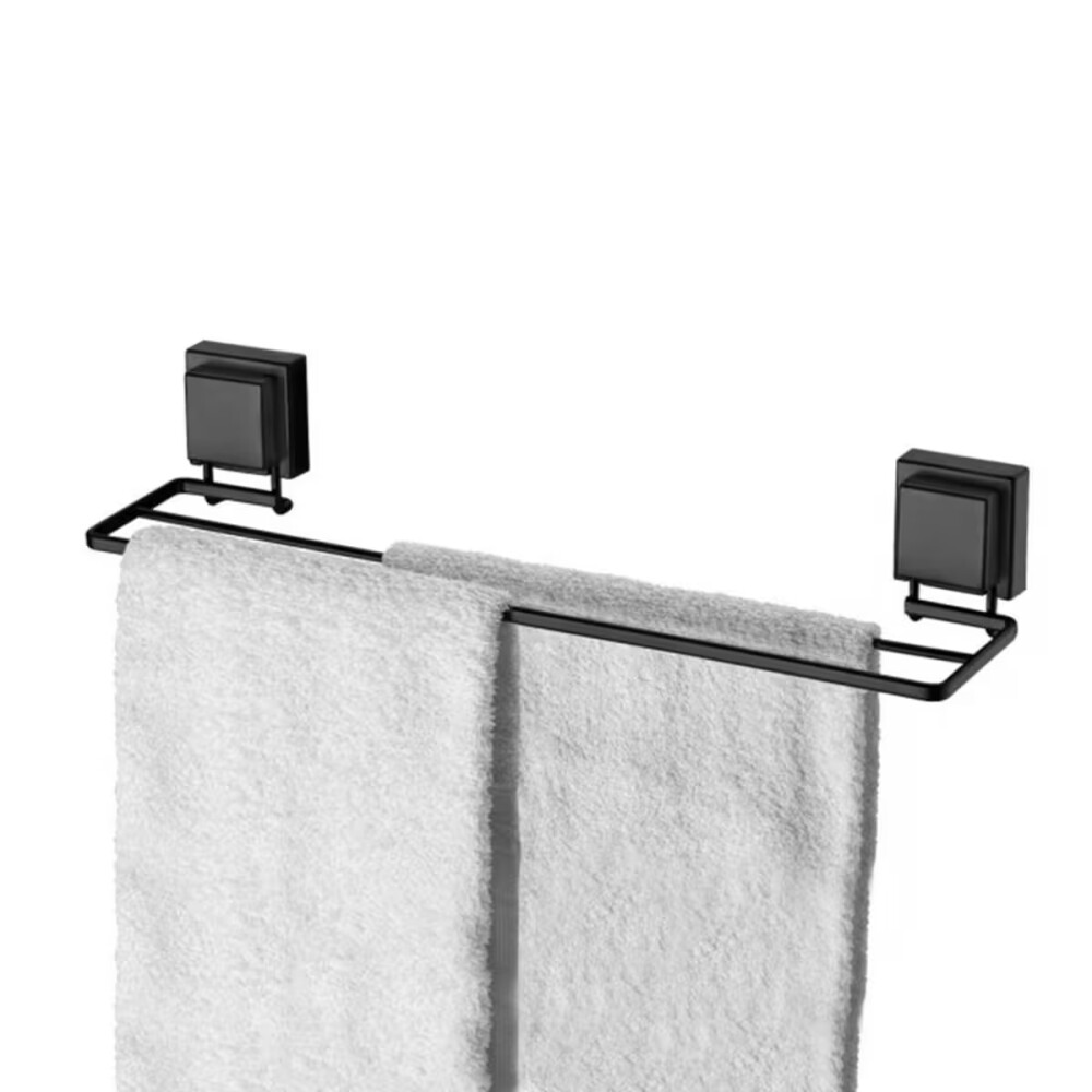 TOALLERO 45 CM CON VENTOSA CUADRADA NEGRO MATE Toallero 45 Cm Con Ventosa Cuadrada Negro Mate