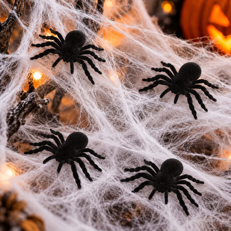 Set 4 Arañas trepadoras Halloween decorativas Negro