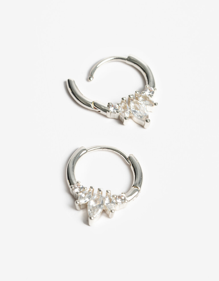 Aros Argollas Cubic zirconia Argollas Con Cubic Zirconia - Plateado
