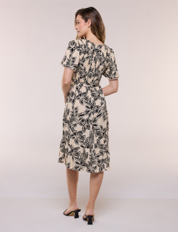 Vestido Punto Smock NEGRO/BEIGE