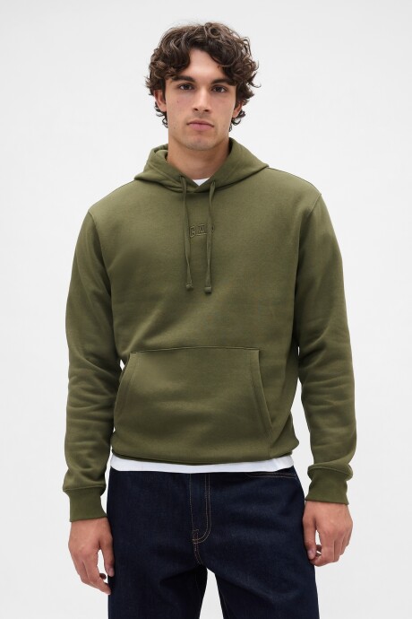 Buzo Canguro Mini Logo Gap Hombre Army Jacket Green