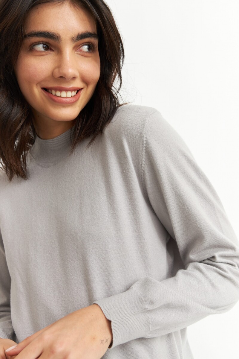 Sweater media polera con puños GRIS
