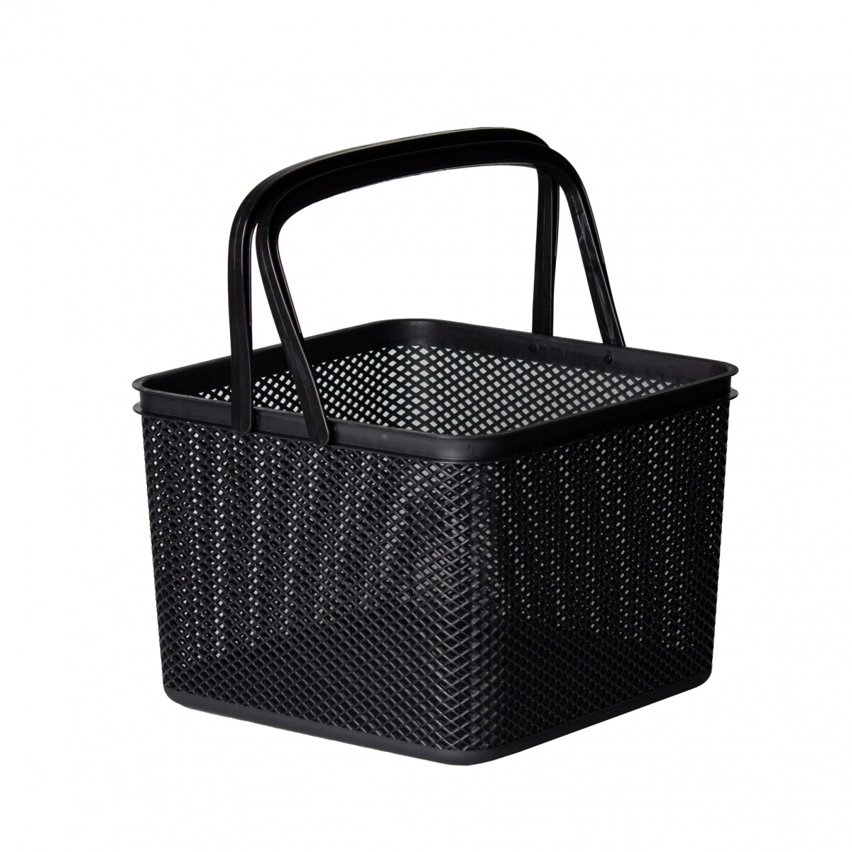 CESTO LINEA CON ASA CUADRADO NEGRO 27X27X20 CM. 