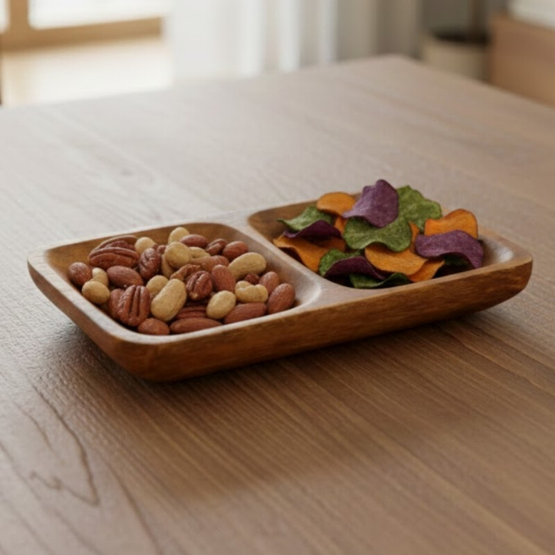 Copetinero 2 divisiones madera clara 15x7,5x2,5 cm MADERA