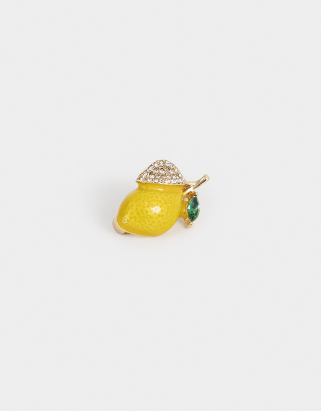 Prendedor Prendedor Limón Con Strass - Dorado