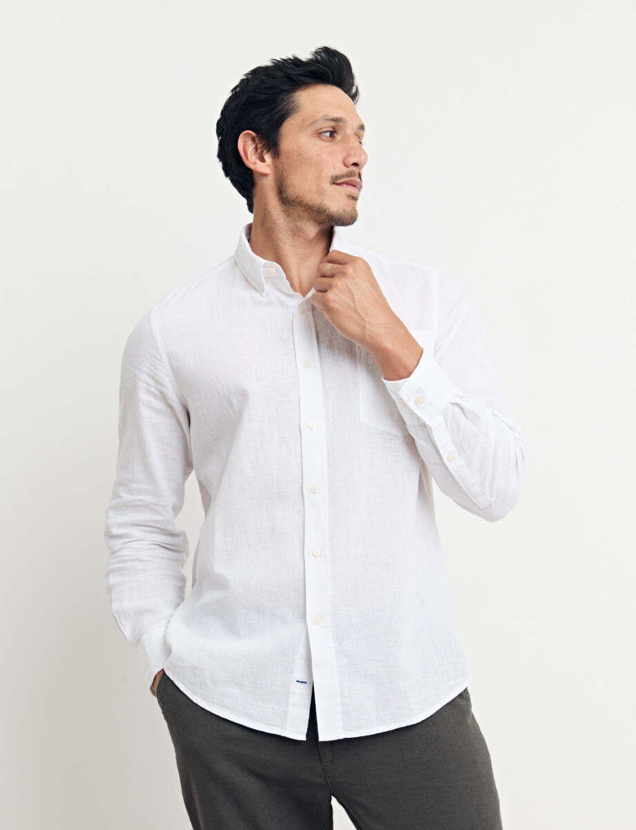 011954 CAMISA HARRINGTON LABEL LINO Blanco