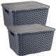 Set x2 caja simil ratán 7 lts NEGRO