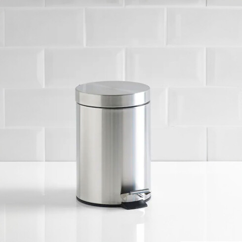 PAPELERA CILINDRICA DE BAÑO BRILLO 21CM DIAMETRO CROMO CROMO