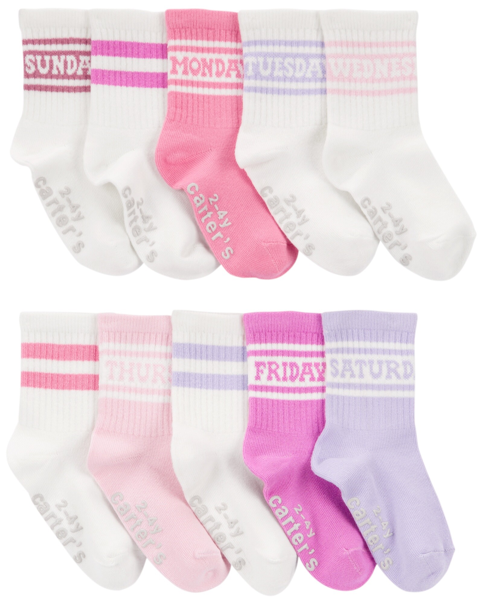 Pack diez pares de medias de algodón, diseño días de la semana Sin color
