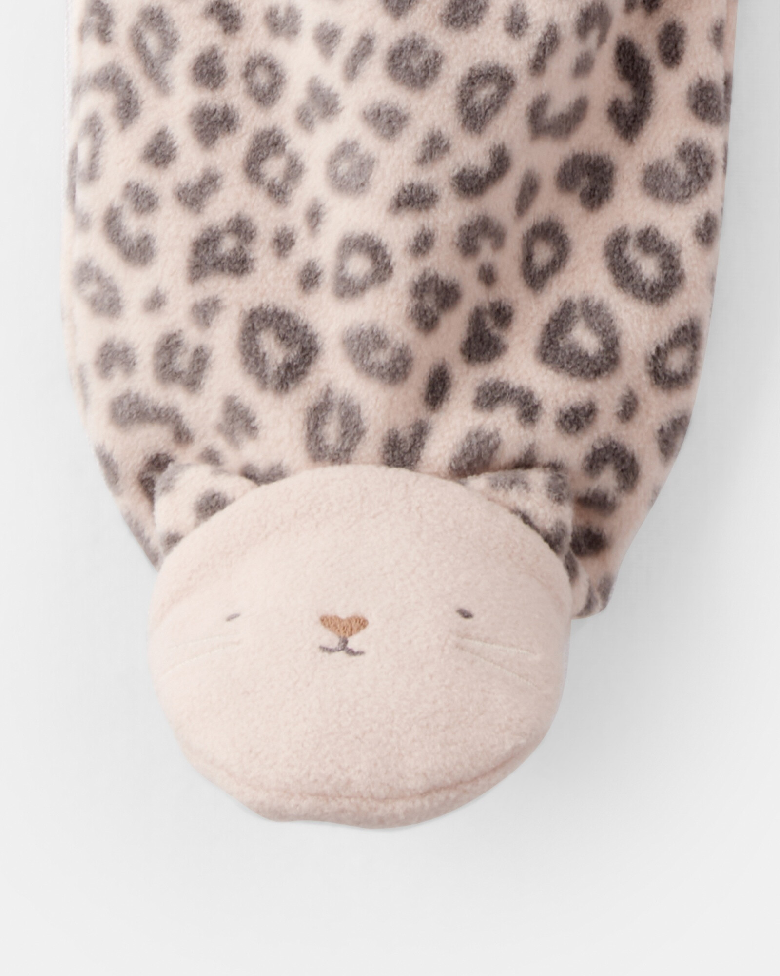 Pijama una pieza de micropolar, con pie, diseño leopardo Sin color