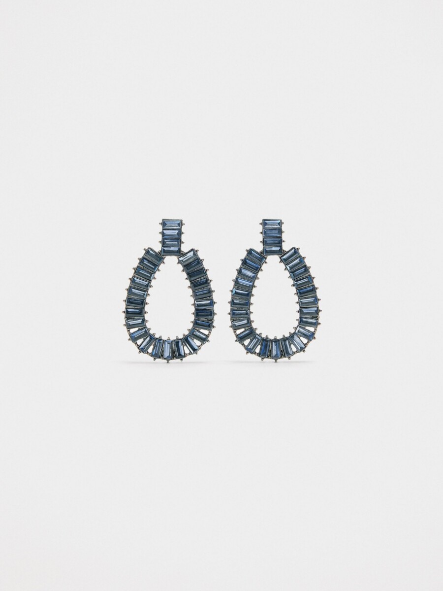 Pendientes Maxi Ovalados De Cristales azul