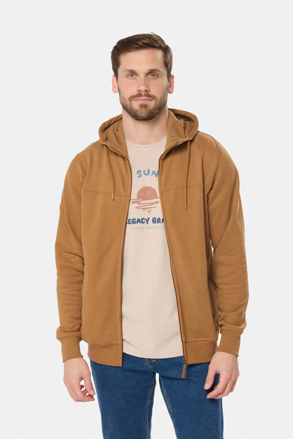 CANGURO CON CIERRE Y CAPUCHA Beige