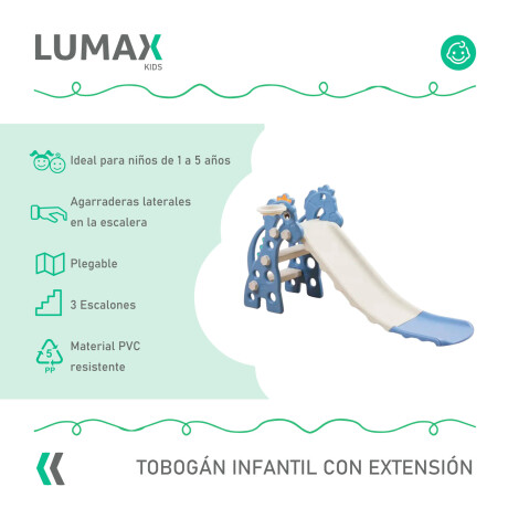 Tobogán Infantil Plástico Plegable Con Extensión Azul/Gris