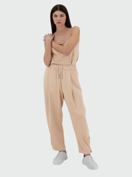 Herno - Pantalón de cintura ajustable con efecto satinado Beige
