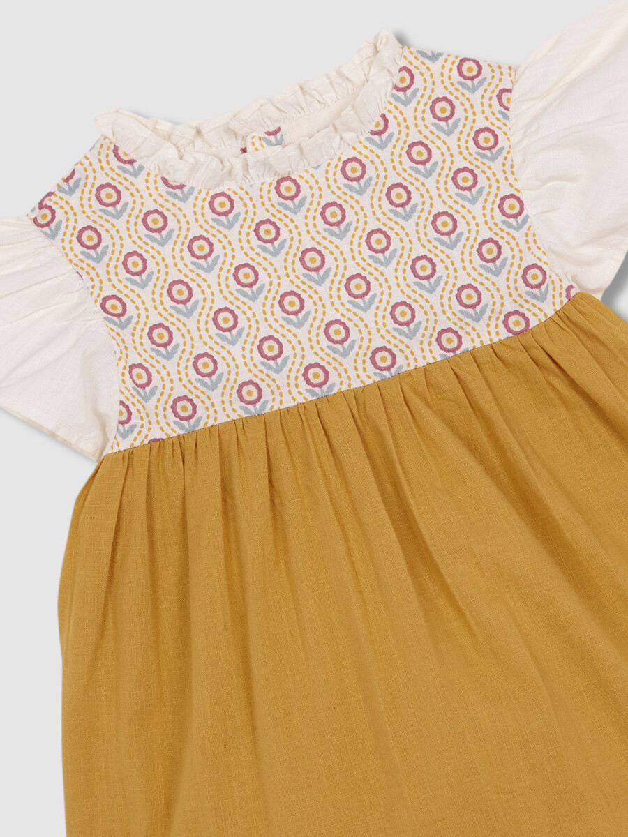 Vestido Canesu Estampado Amarillo