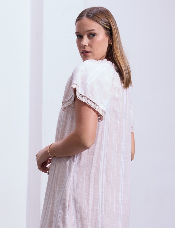 Vestido Lino Lineas BEIGE