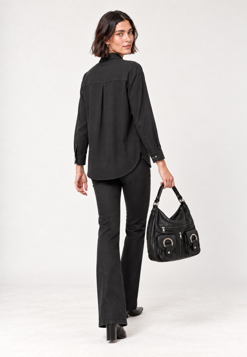 Camisa lino Negro