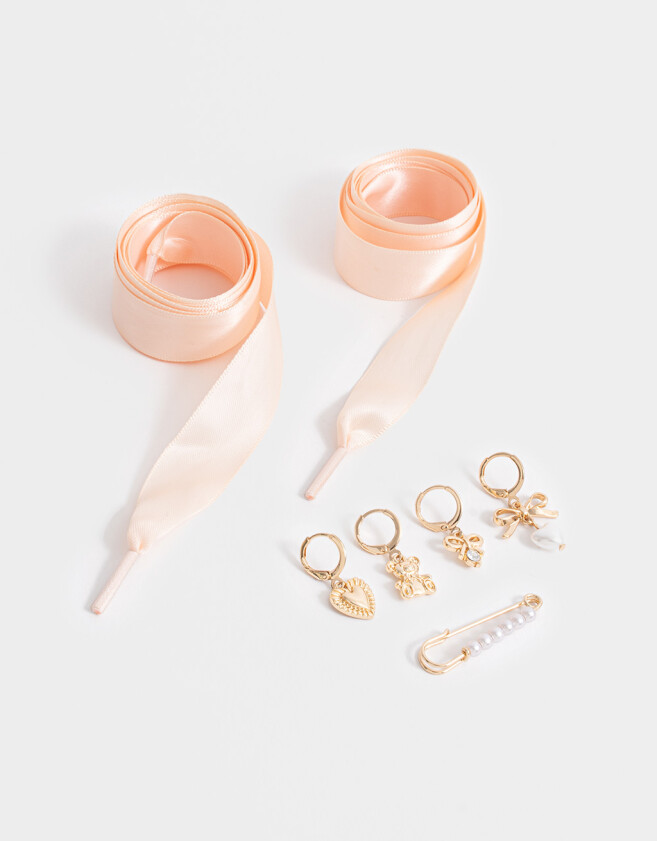 Bijouterie Vs Con perlas Set De Cordones Con Charms - Dorado