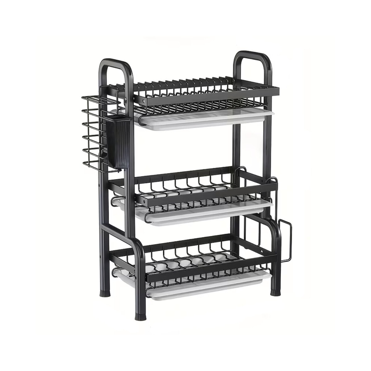 Escurridor de Platos 3 Niveles Acero Bandejas 65x25x60cm - Negro 