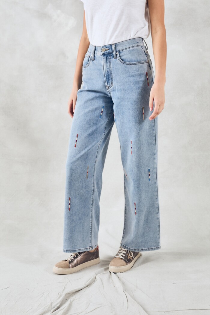 Jean Wide Bordado Jean