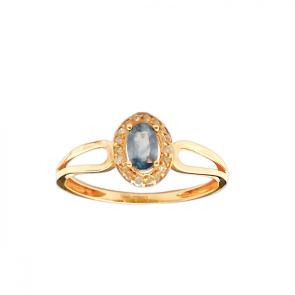 Anillo Halo-Oro 18k-Piedra Zafiro y Zirconia-AN9505 conpiedra