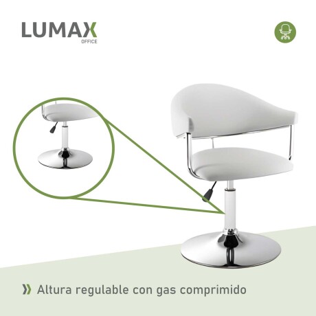 Silla Taburete Butaca con Respaldo en Cuero Lumax Modelo Chuck Blanco