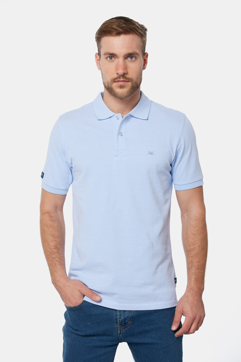 REMERA POLO LISA Celeste