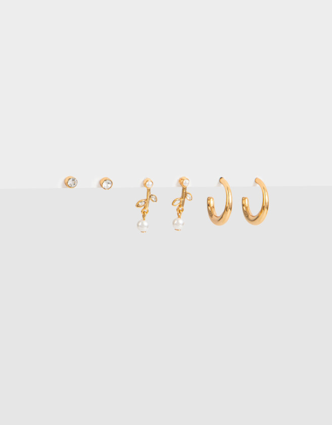 Aros Sets Bañada en Oro Set De Aros Bañado En Oro - Dorado