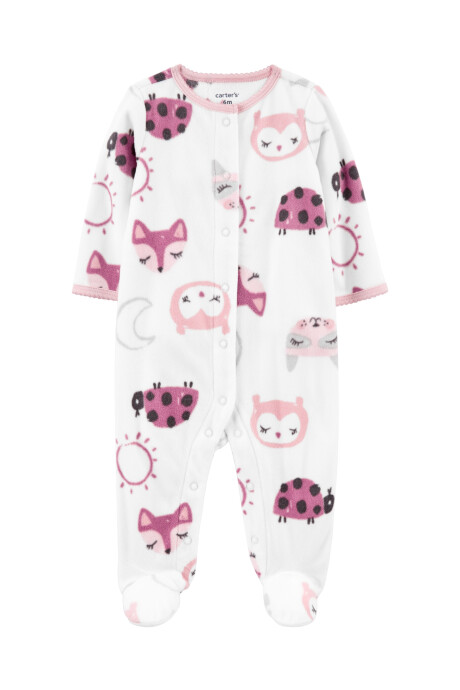 Pijama una pieza de micropolar con pie, diseño animales Sin color